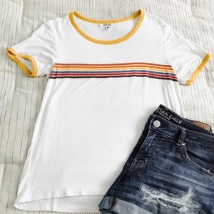 Rainbow Striped Ringer Top